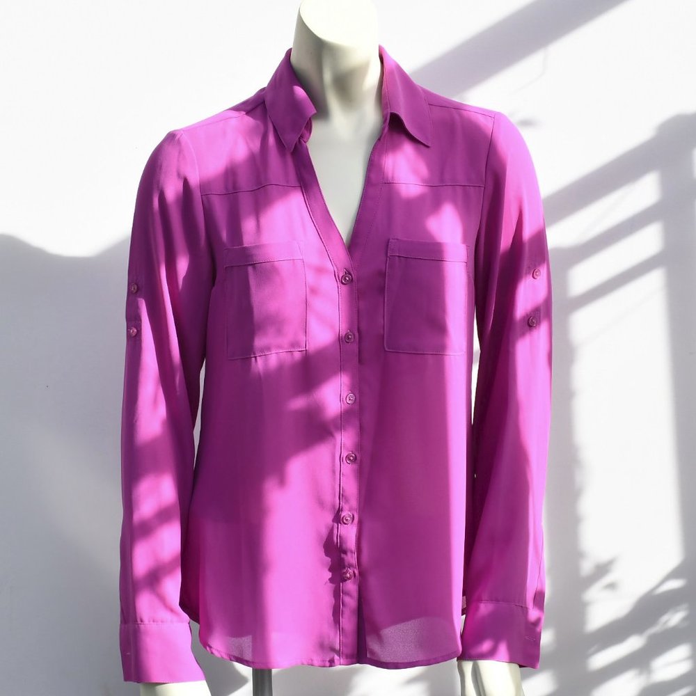 Express Portofino Shirt (XS) in bright purple pink magenta